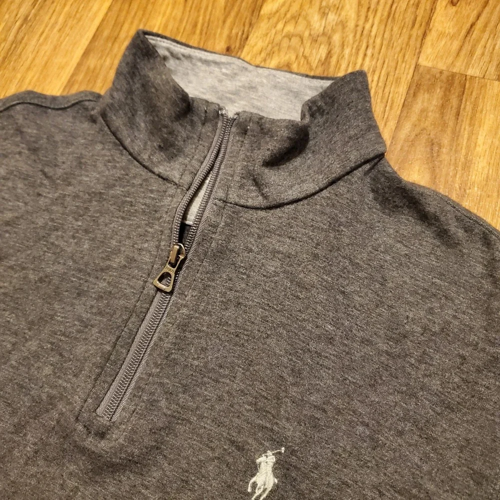 Polo Ralph Lauren Sweater Men Small Gray Half Zip Pullover Casual‎ Preppy